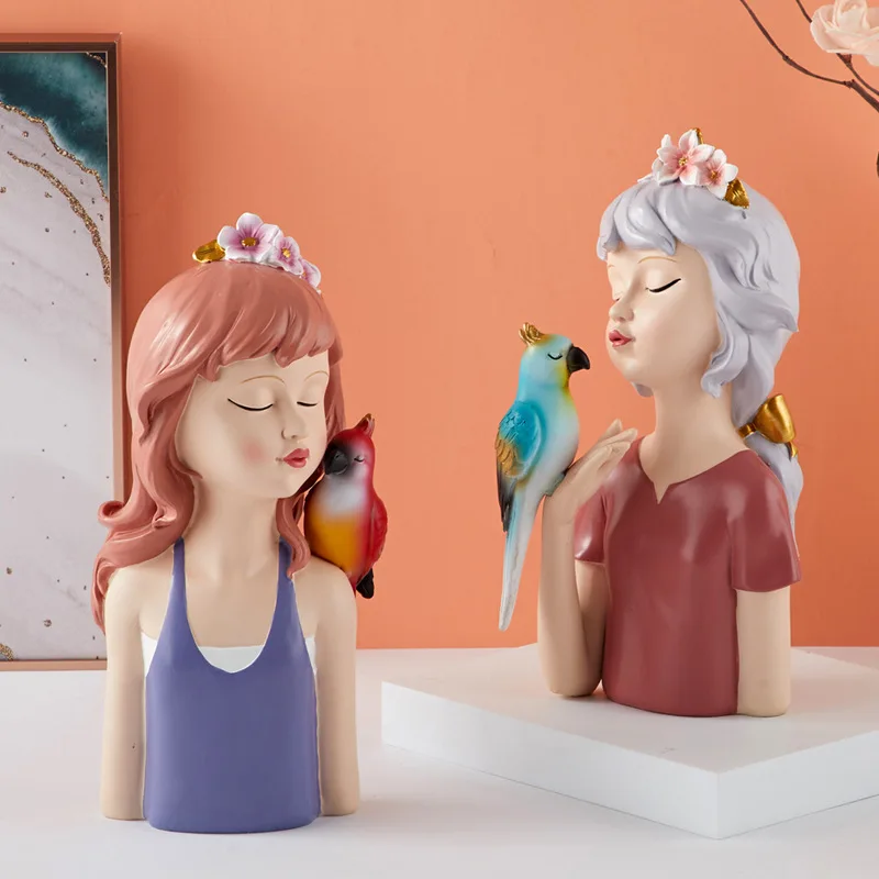 Модный бюст в виде попугая для девочки из смолы сада миниатюрный декор дочери