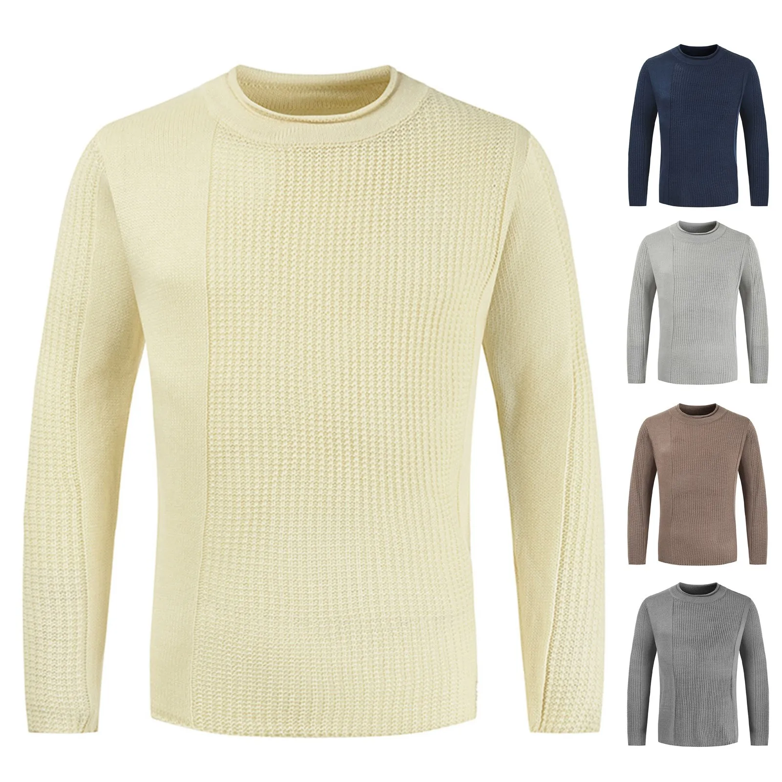 

Men's Solid Sweaters Round Neck Pullover Casual Knitted Sweater Comfy High Quality Fashion Sweater Fast Free Shipping Свитер