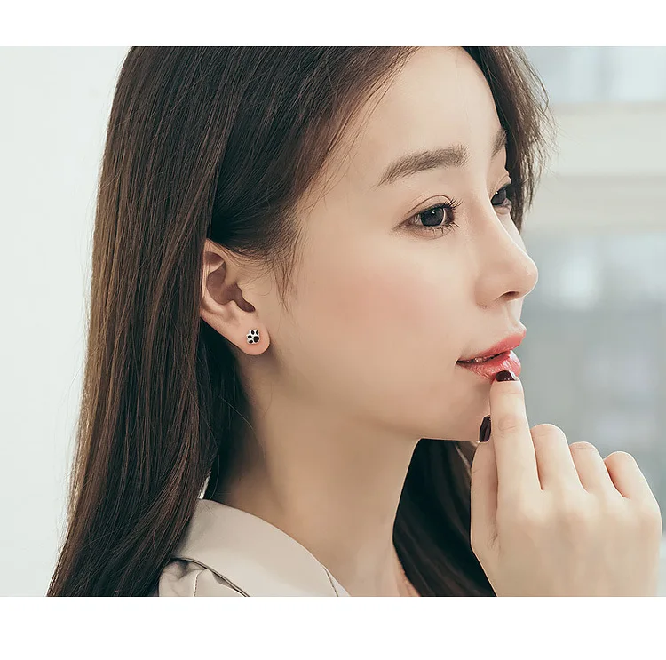 

925 Sterling Silver Cat Paw Stud Earrings For Women Party Wedding Jewelry Pendientes Mujer Moda eh193