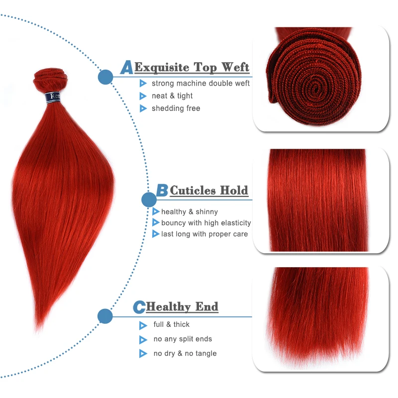 Remy синие волосы бордовые пучки с закрытием прямые бразильские 4 пучка красные