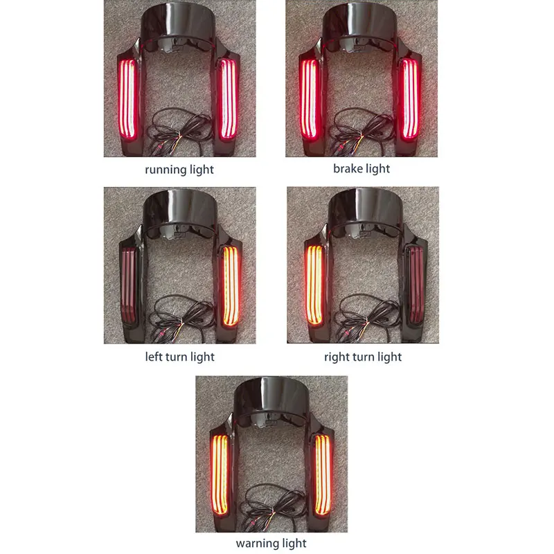 

Motorcycle Extension Fascia For Harley Touring Electra Road Street Glide 09-13 Rear Fender LED Turn Signal Running Brake Lights