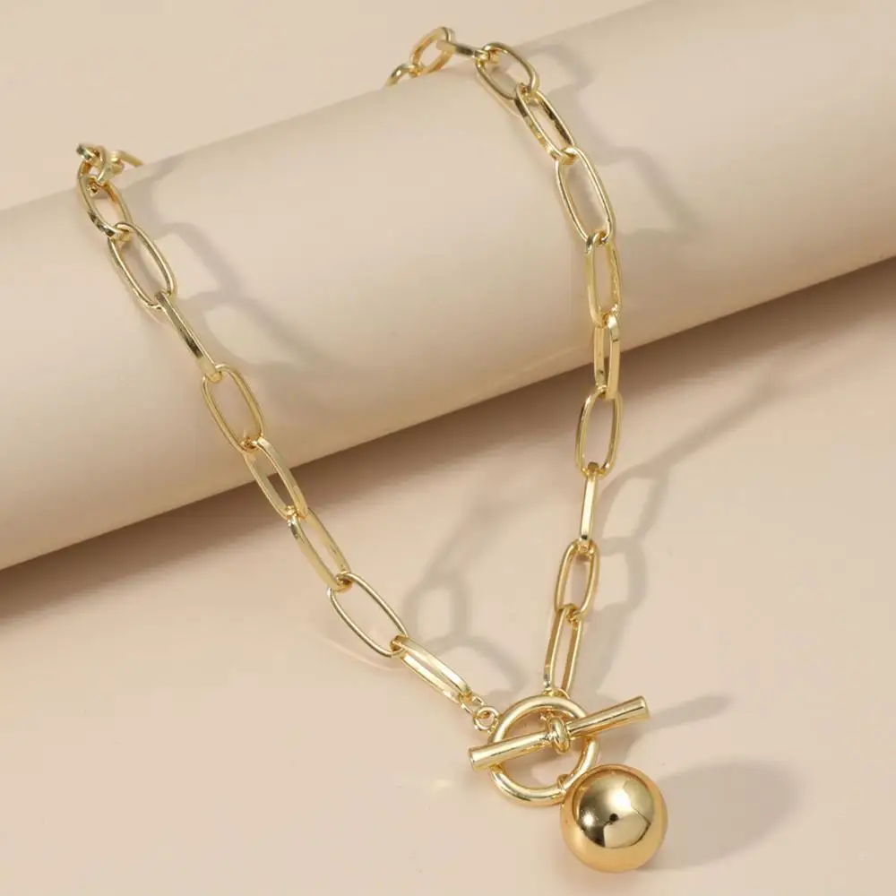 Женское Ожерелье-цепочка с большим шариком из металлического сплава | Украшения