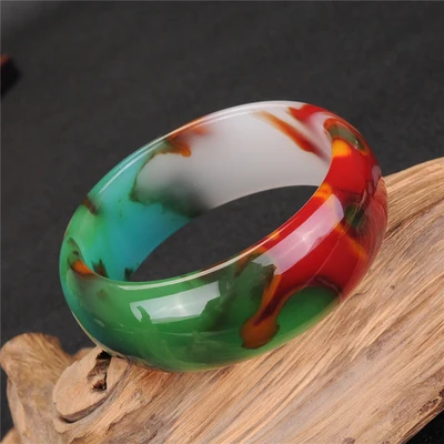 

Zheru Jewelry Colorful Jade 54-62mm Green Two-tone Bangle Elegant Princess Jewelry Best Gift