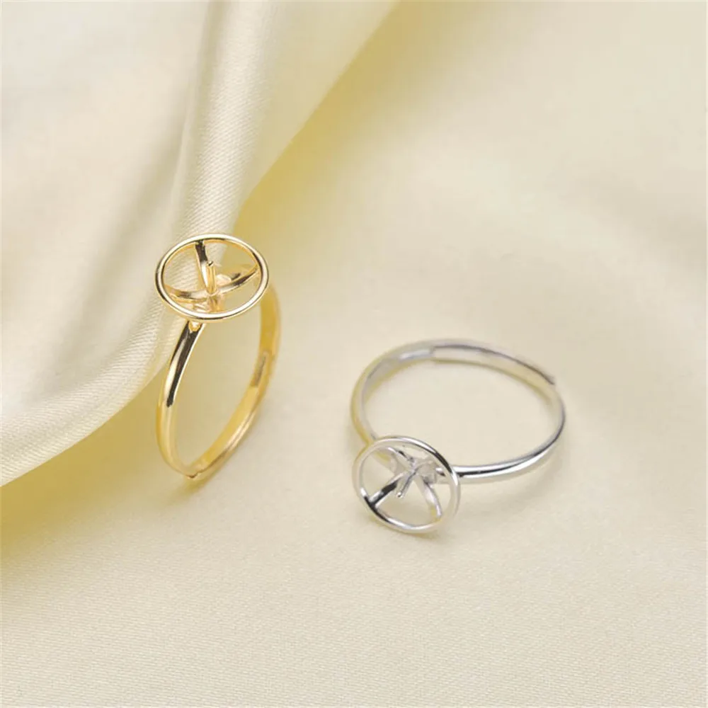 

S925 Sterling Silver Adjustable Jewelry Parts Fittings Charm Accessories Silver Jewellery DIY Pearl Ring Accessories Findings