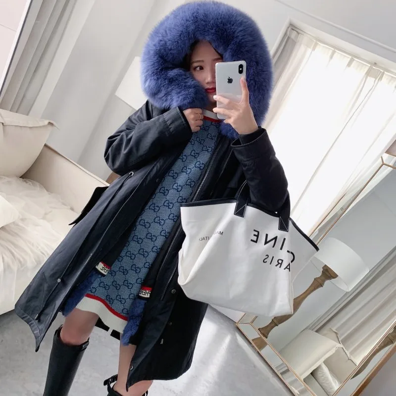 Real Fur Coat Women Rex Rabbit Fox Collar Parka for Clothes 2020 Winter Abrigo MujerYY920 | Женская одежда