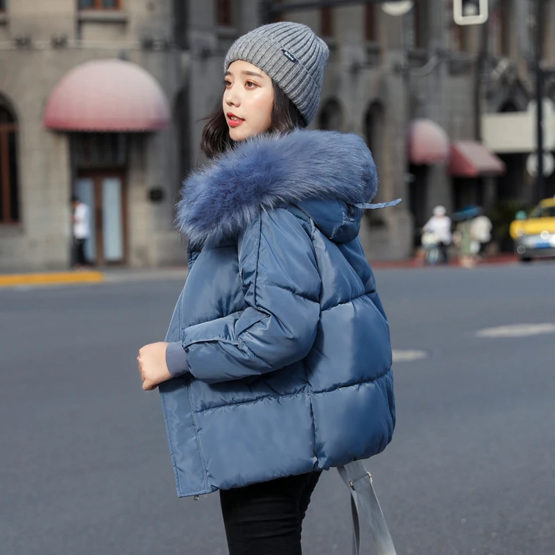 short parka women 2020 winter solid thick jacket plus size hooded with fur collar loose casual coat femme chaqueta mujer | Женская