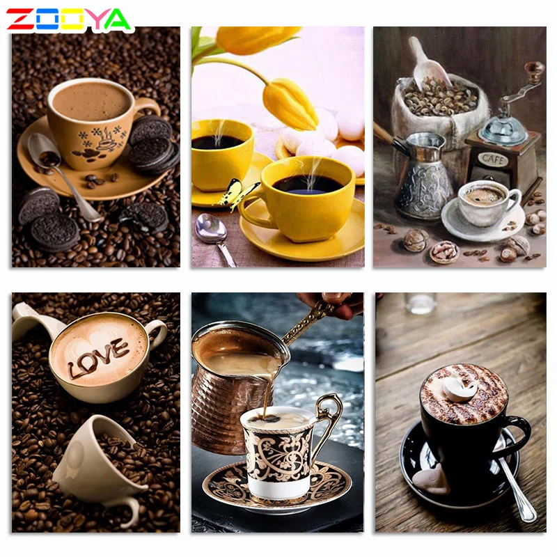 Zooya полная дрель квадратная Алмазная картина кофейная вышивка продажа Стразы
