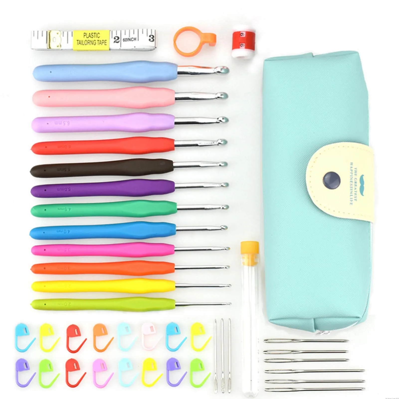 35/41 шт. Крючки комплект сумка с мягкой ручкой швейная инструмент Наборы Алюминий пряжа Вязание иглы