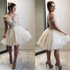 ТРАПЕЦИЕВИДНОЕ вечернее платье для выпускного вечера с открытыми плечами женское платье без рукавов длиной до колена Тюлевая аппликация