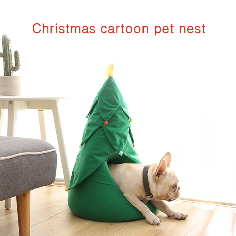 Теплая Рождественская кровать в форме елки домик для собак Igloo 2 1 согревающая