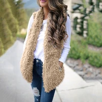 winter 2021 womens plush faux fur vest casual sleeveless warm vest jacket fall new female solid color warm cashmere cardigan