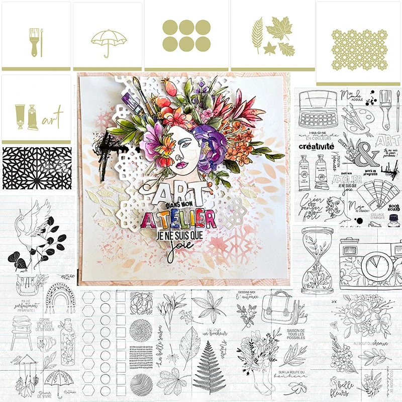 

2021 New Retro Pattern Clear Stamps and Metal Cutting Dies Sets For DIY Craft Making Paper Greeting Card Decoration Scrapbooking