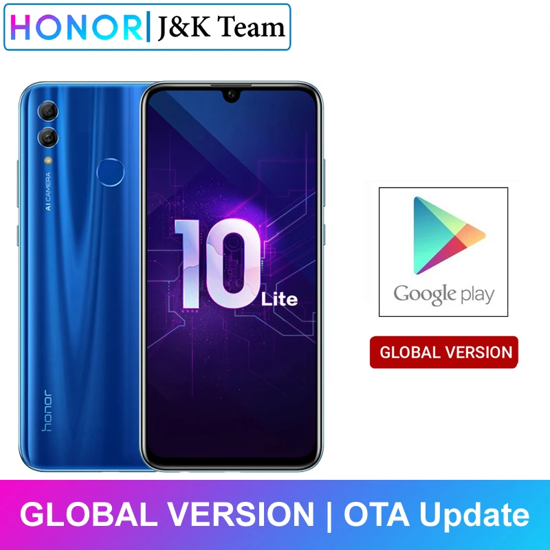 Honor 10 Lite глобальная версия мобильного телефона 6,2 дюймов 3400 мАч Android 9 24MP камера смартфон с Google Play OTA обновление