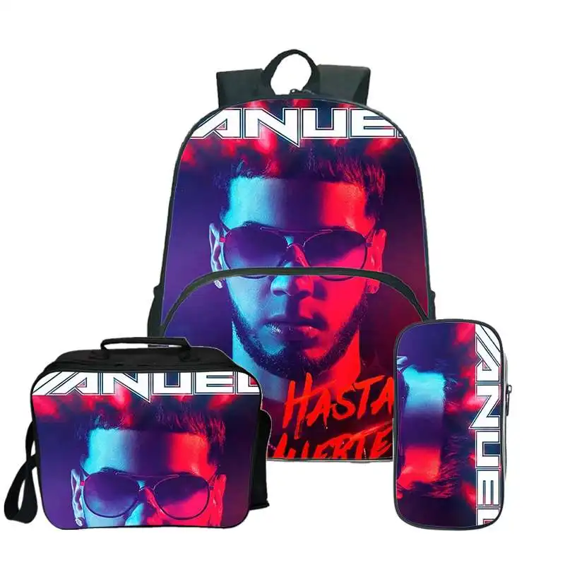 

ANUEL AA рюкзак студентам школьная сумка ранец для подростков 3 шт./компл. рюкзаки школьные сумки для мальчиков и 2021 Наплечная Сумка, Mochila