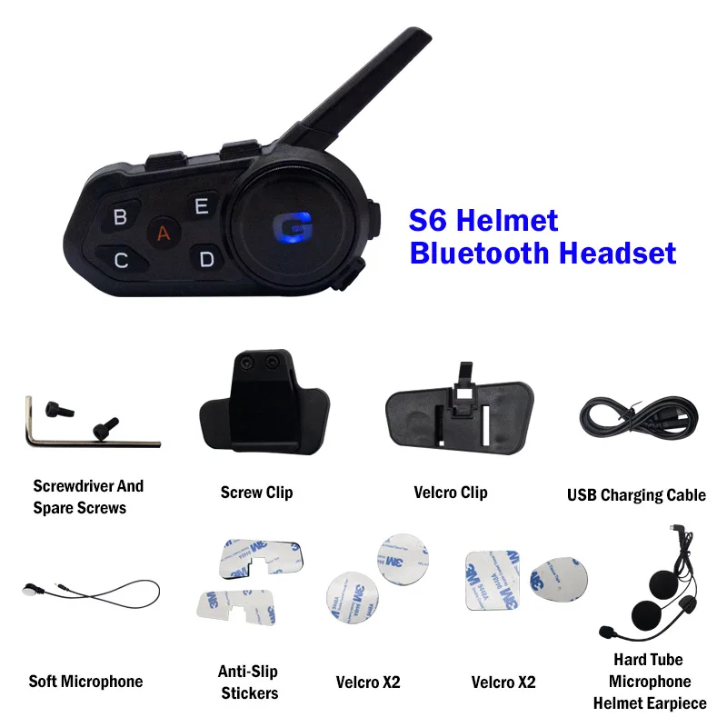 Motorcycle helmet bluetooth intercom headset for 6 people 1200m full duplex multi-person wireless | Электроника
