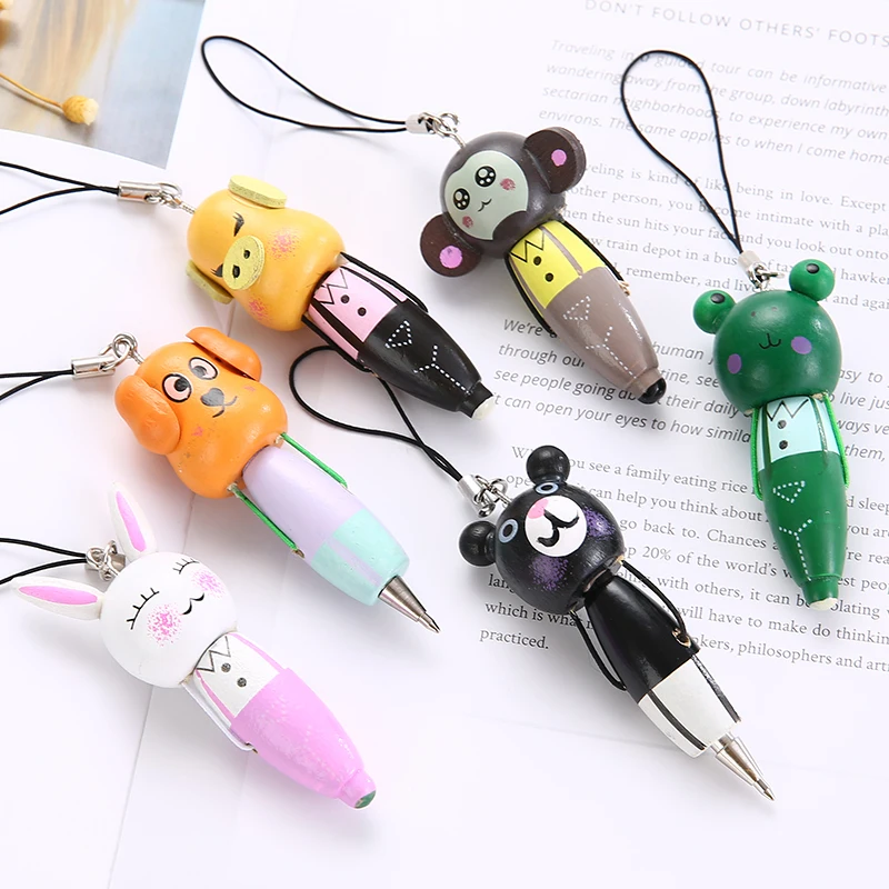 Симпатичная деревянная шариковая ручка с мини цепочкой для телефона|Шариковые