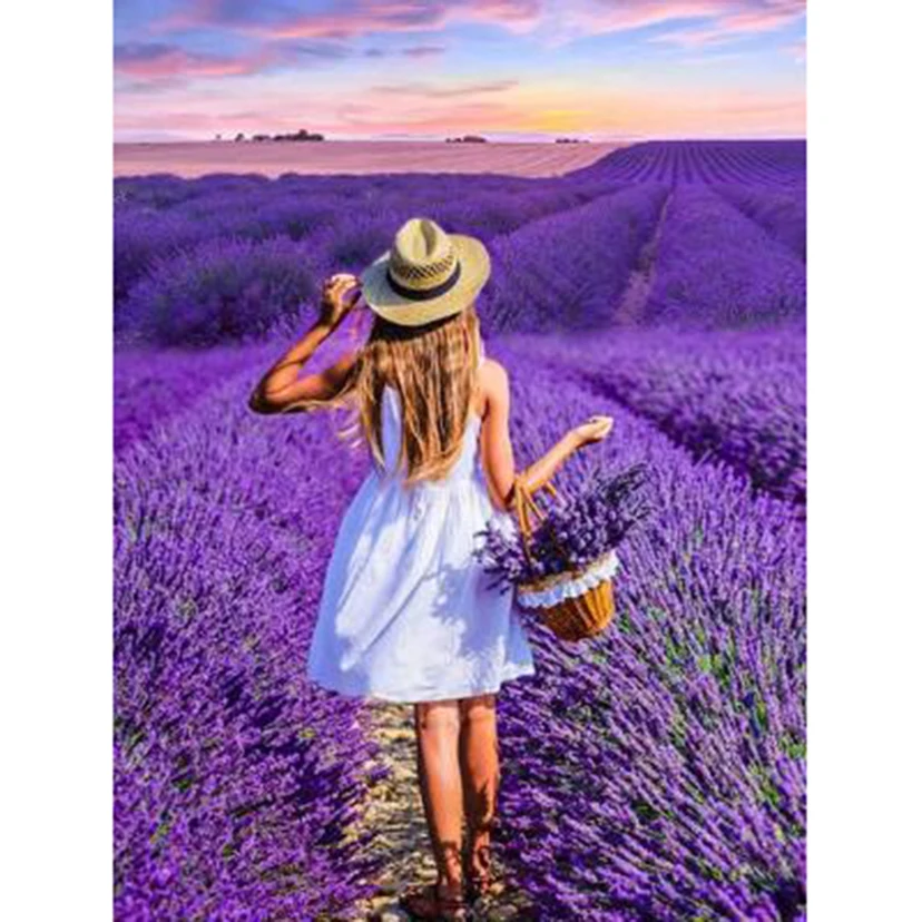 

Diamond Painting 5D DIY Square/Round Diamond Lavender Beauty Beauty Picture Figure Painting Cross Stitch Ornament Gift Art TX725