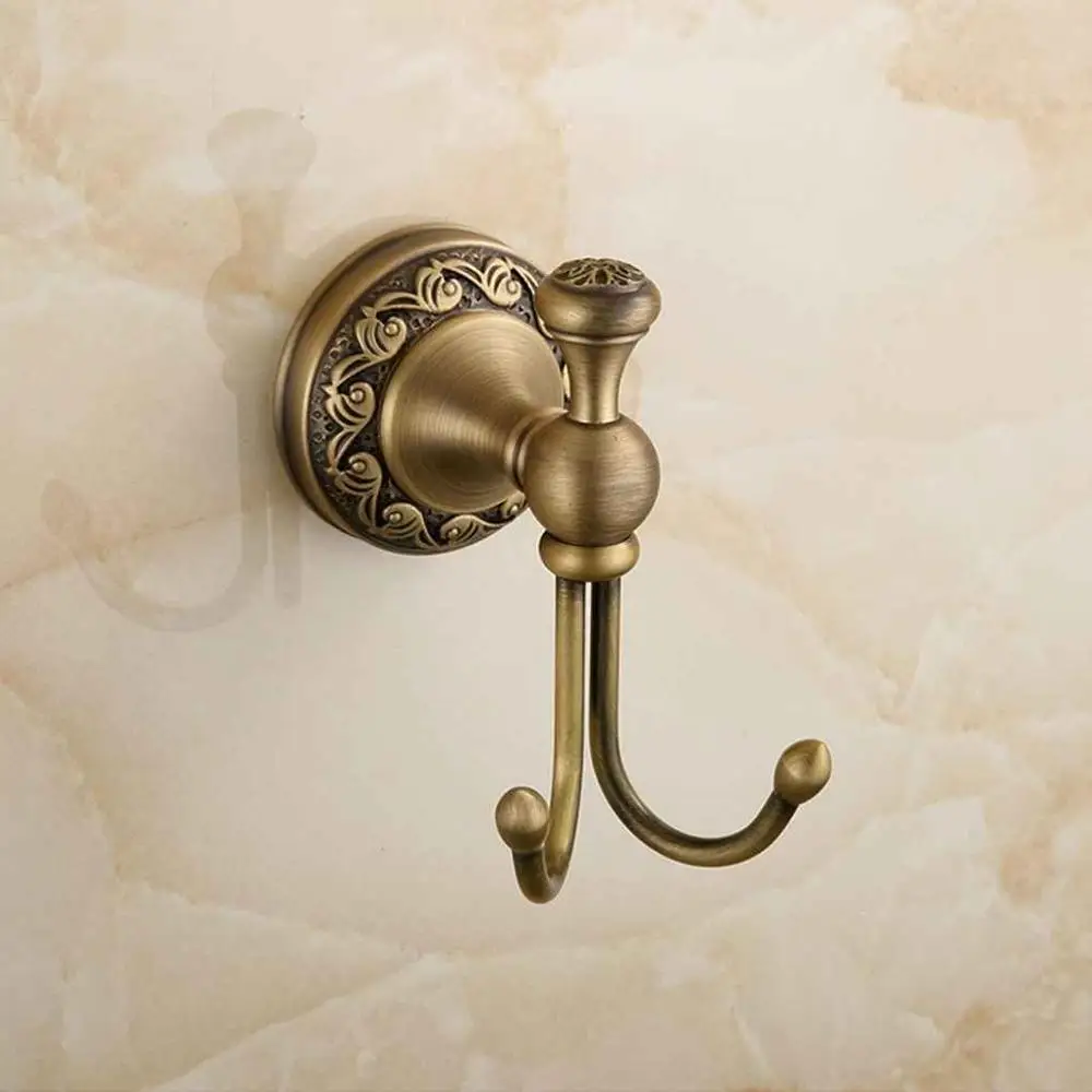 Wall Mounted Towel Hook Solid Copper Cloth Double Coat Bathrobe Hanger Hanging Rack | Обустройство дома