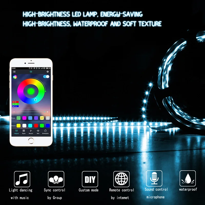 5 м/10 м светодиодный светильник ремень WIFI набор клей водонепроницаемый 5050RGB