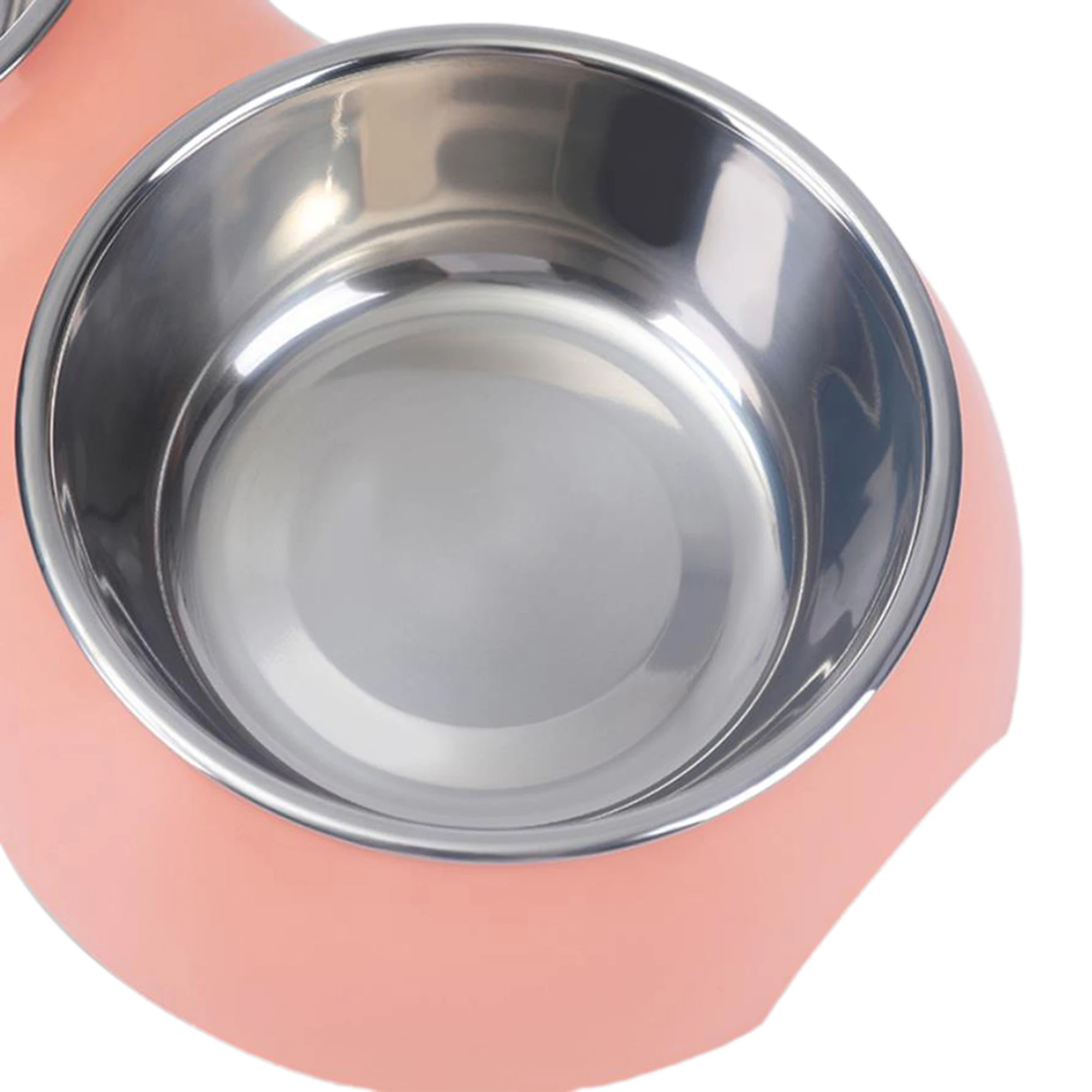 

Small Dog Cat Pet Double Bowl Separate Stainless Steel Widened Chassis Non-slip Mat Food Water Feeder Pet Supplies 2020 New