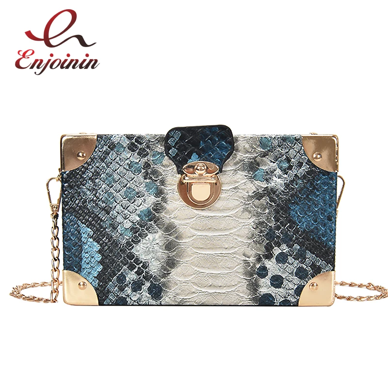 

Serpentine Leather Box Design Women Fashion Shoulder Chain Bag Purses and Handbags Crossbody Bag Female Clutch Bag Designer Bag