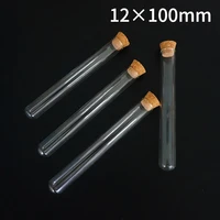 24pcslot 12x100mm round bottom glass test tube with cork laboratory thick glass tubes high temperature and high pressure