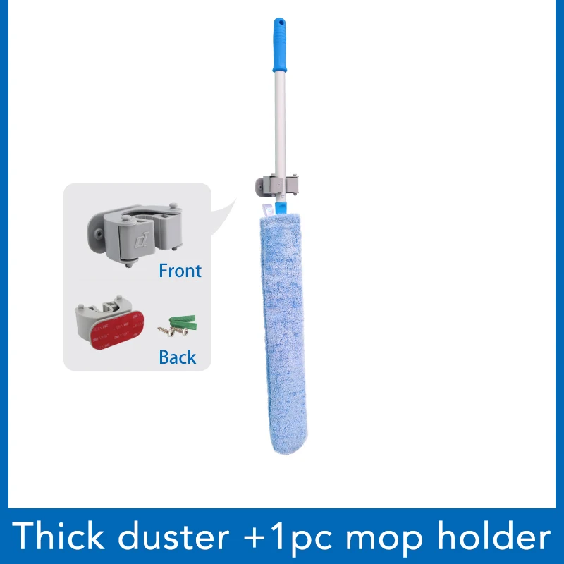 Thick with holder Гибкая тряпка из микрофибры с алюминиевой ручкой для уборки автомобиля домашний офис кондиционер съемная и моющаяся тряпка - Цвет: Thick with holder