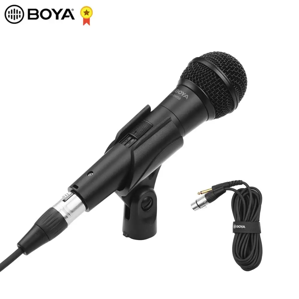 

BOYA BY-BM58 кардиоидный динамический вокальный микрофон, микрофон для фотосъемки, для пения, сцены с 5,0 м XLR кабелем, караоке, для прямой трансляц...