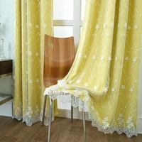 nordic style double layer blackout curtains with lace embroidered milk yarn tulle fabric for home living room window decoration