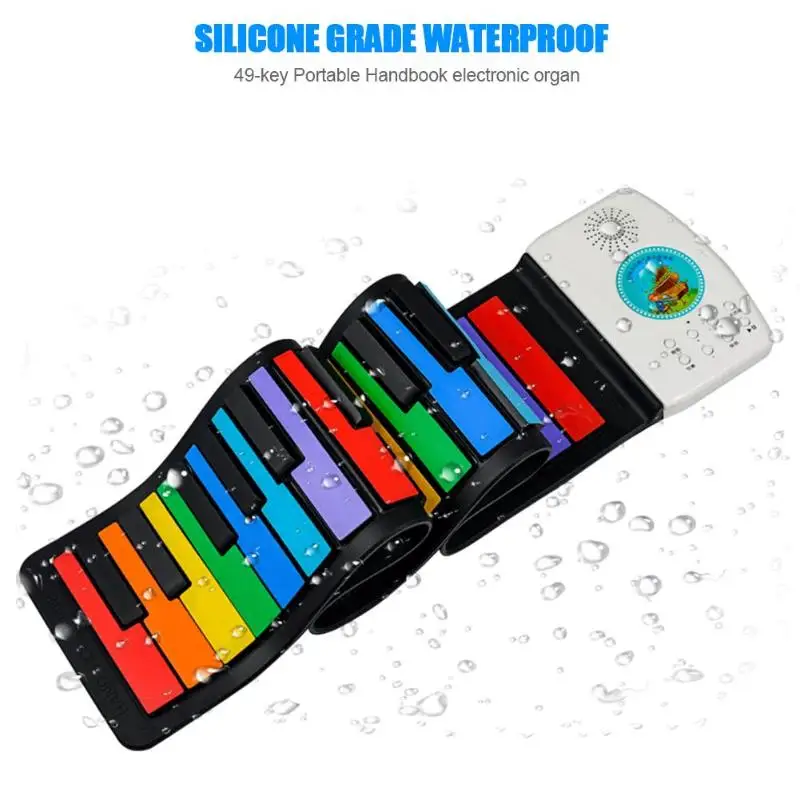 

49 Keys Silicone Flexible Hand Roll Up Piano Soft Portable Electronic Keyboard Organ Music Gift For Children Student
