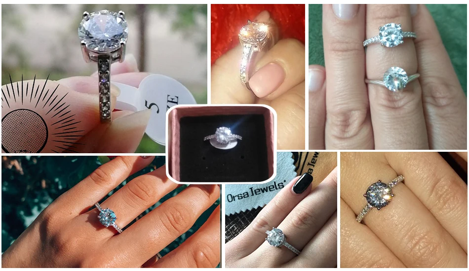 ORSA JEWELS Настоящее 925 пробы Серебряное женское кольцо AAA блестящее кубическое циркониевое зубчатое женское роскошное свадебное кольцо ювелирное изделие SR56