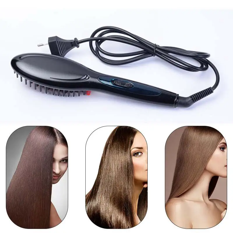 

Digital Electric Hair Straightener Brush Comb Detangling Straightening Irons Hair Brush EU Plug