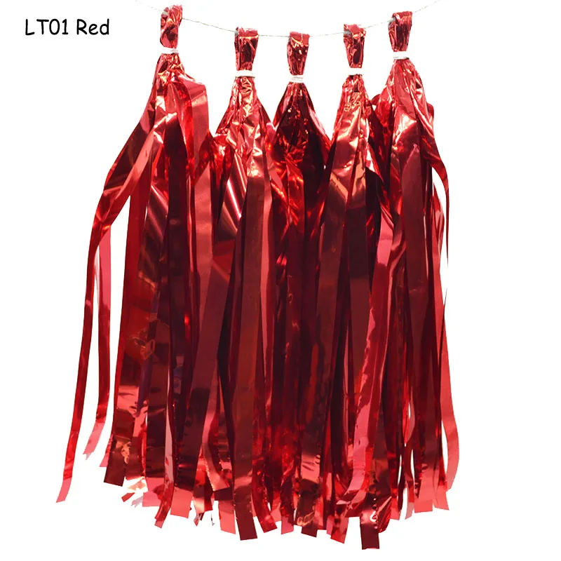 LT01 5 шт., цветные кисточки из фольги, папиросная бумага, кисточка для свадьбы, для детей, для декора на день рождения, принадлежности, сделай сам, вечерние украшения для душа ребенка - Цвет: LT01
