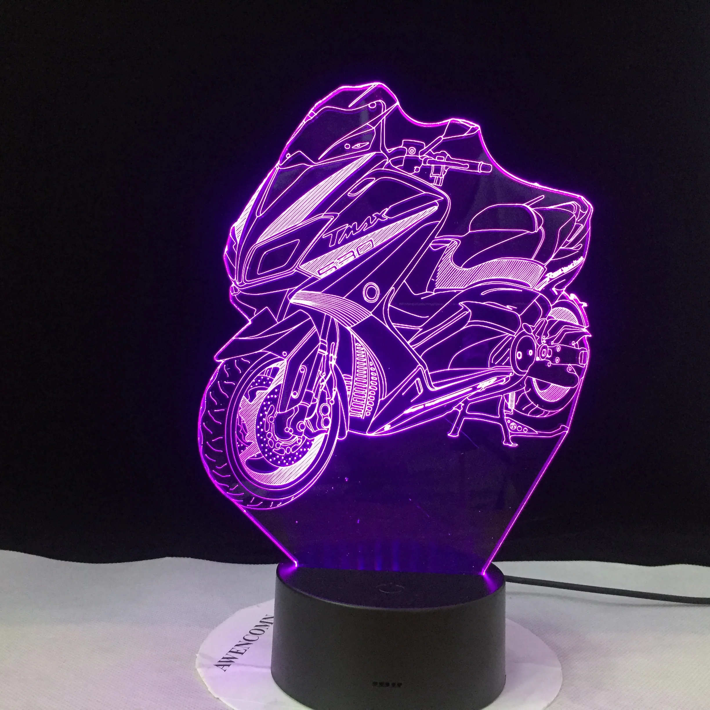 Модель мотоцикла светящаяся 3D иллюзия Светодиодная лампа красочный сенсорный
