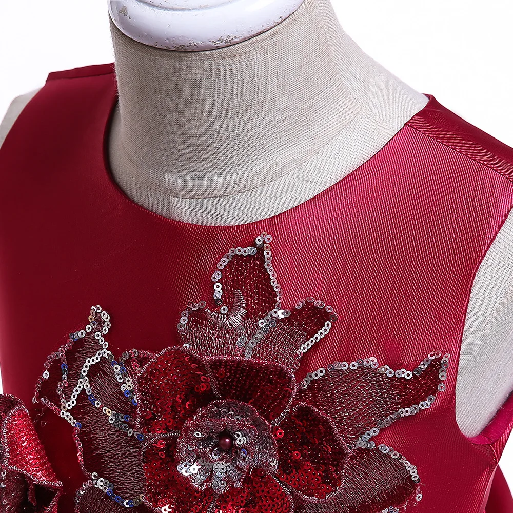 New girls tail dress twill forging sequins embroidered princess wedding banquet tuxedo suitable for 3-8 years old | Детская одежда и