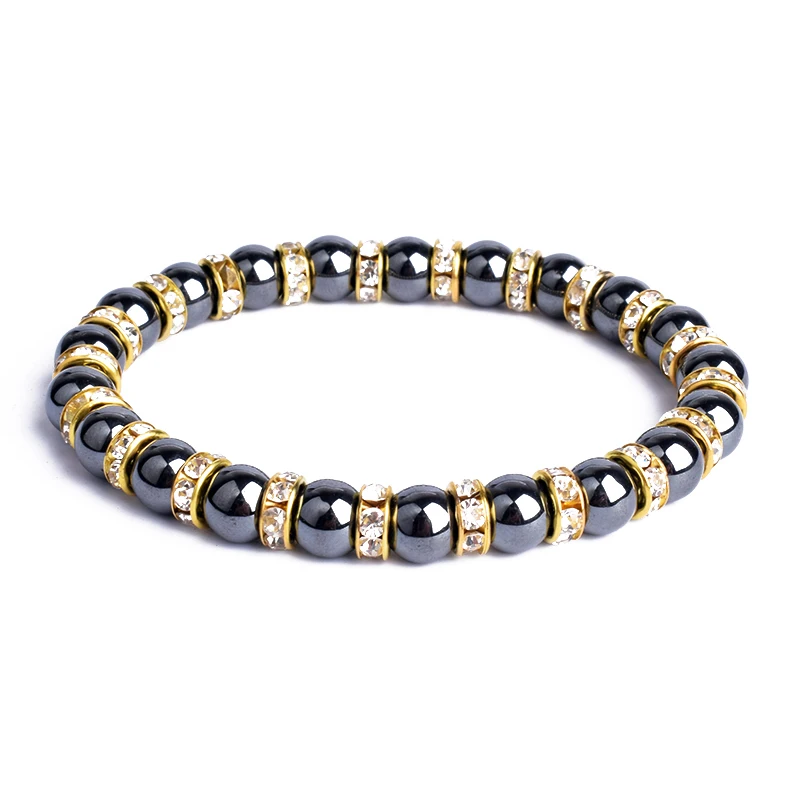 

Fashion Natural Hematite Beads Bracelets Men Health Protection Women Jewelry Charm Crystal Stone Stretch Bracelets & Bangles