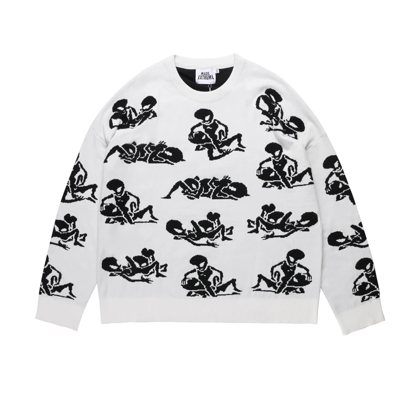 Мужские пуловеры свитера в стиле хип хоп уличная одежда с узором пришельцами
