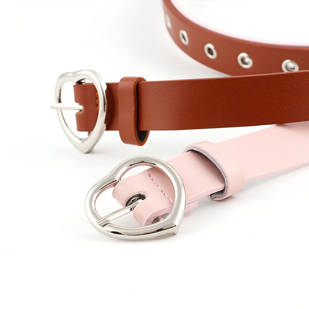 

Leather Belt For Women Adjustable Belts Luxury Brand Cute Heart Shape Thin Punk Belts Pasek Damski Cinturon Mujer Dropshipping