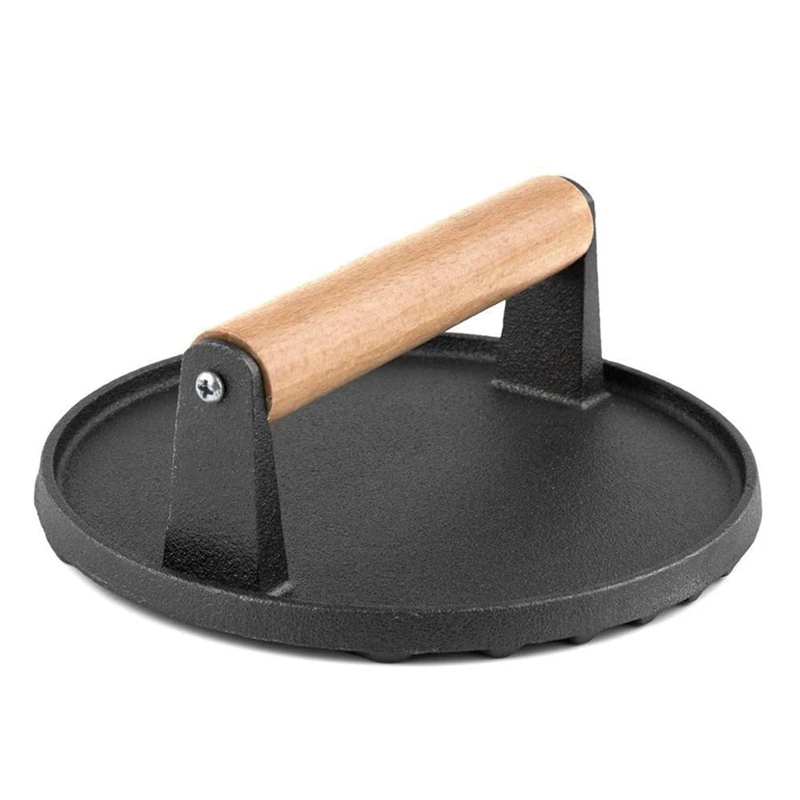 Круглый Большой инструмент для барбекю чугунная деревянная ручка тарелка стейка