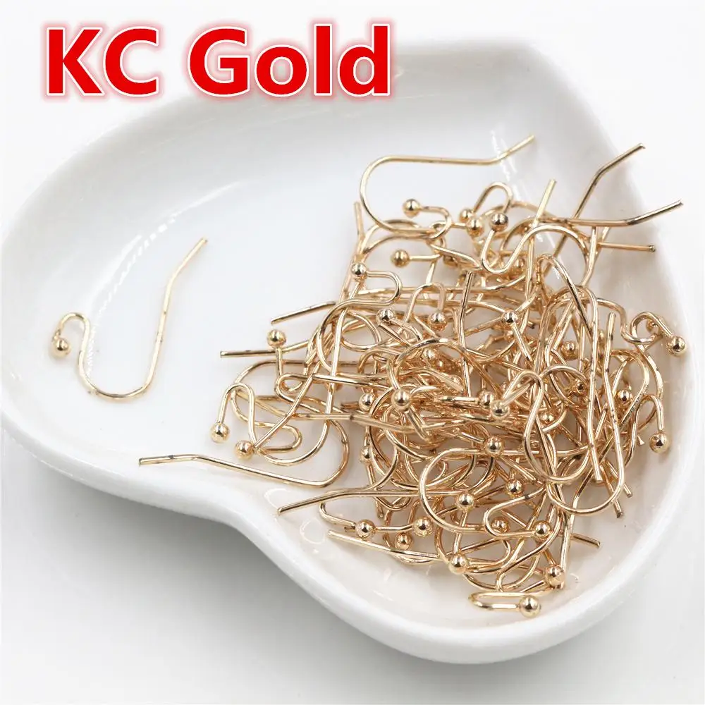 KC Gold 100 шт./лот, 21x16 мм, сделай сам, серьги, застежки, крючки, фурнитура, сделай сам, аксессуары для изготовления ювелирных изделий, латунный крючок, серьги, ювелирные изделия - Цвет: KC Gold