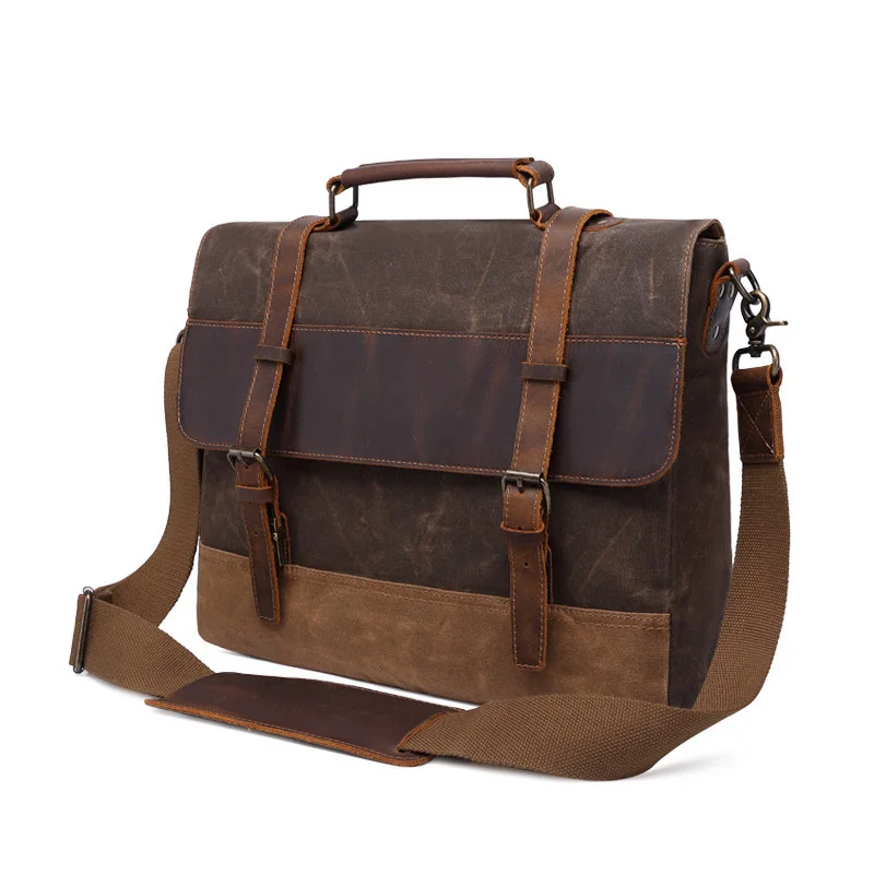 

Винтажная Мужская холщовая сумка-мессенджер Horse, мягкие кожаные мужские портфели, школьный портфель с замком, военные сумки-мессенджеры