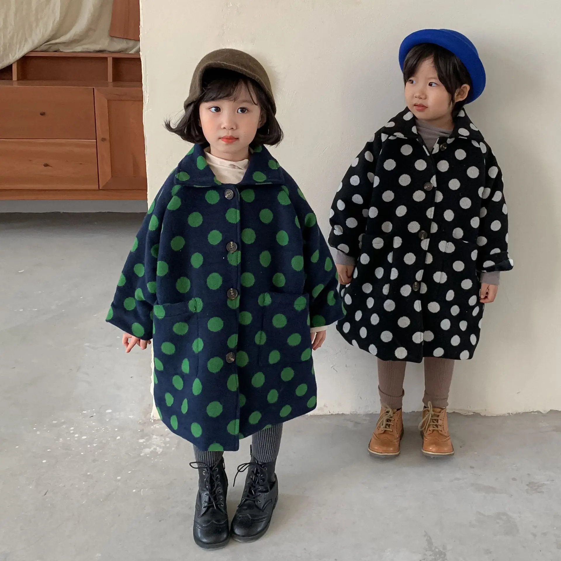 

2021 зимняя плотная Теплая Флисовая длинная куртка в горошек для девочек и мальчиков Детское пальто верхняя одежда