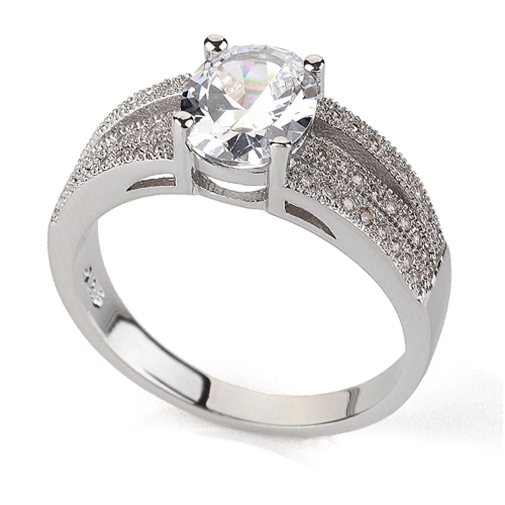 Свадебное кольцо принцессы с 4 когтями 1 карат 7х9 мм цирконием австрийские