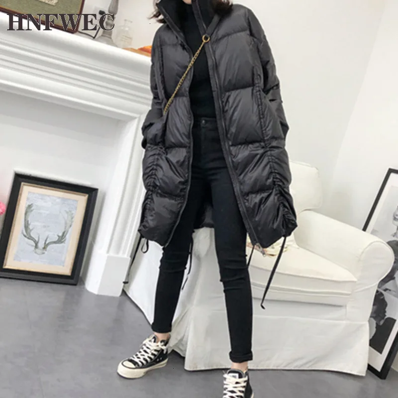 

2020 Stand Collar Winter Batwing Sleeves Plaided Zippers Drawstring Pocket Wide Thickness Coat Female Trench F671