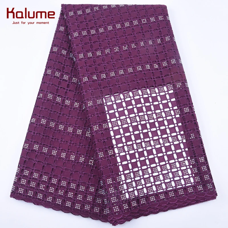 

Kalume Pure White African Cotton Lace Fabric High Quality Nigerian Swiss Voile Cotton Lace Fabric For People Sewing Dress 1977