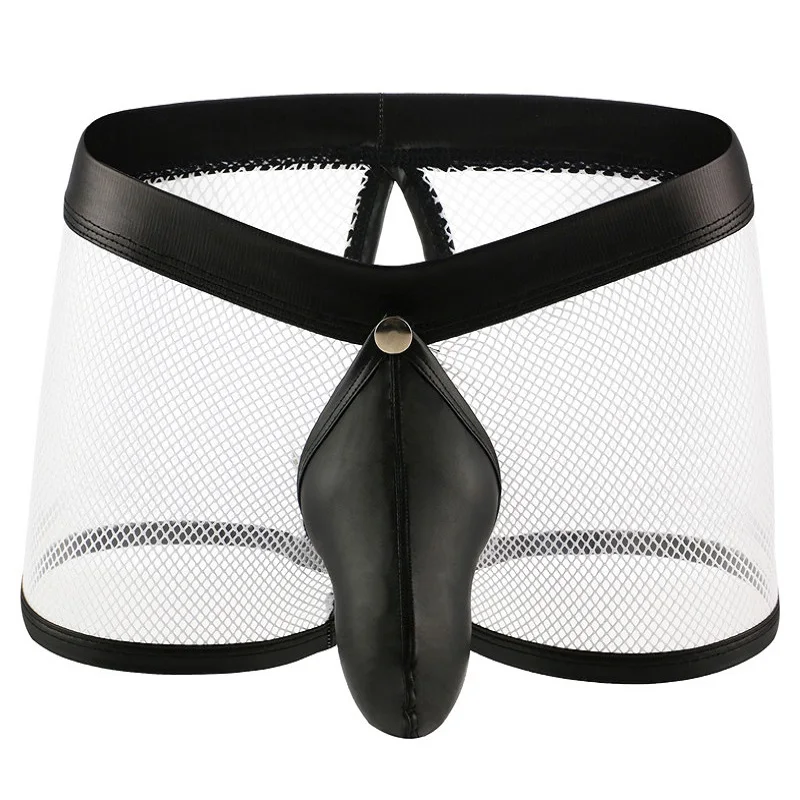 Мужские сетчатые трусы боксеры сексуальные джоки с карманом для пениса съемные