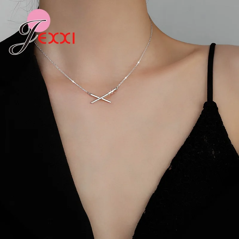 

New Fashion 925 Sterling Silver Geometric Pendant Necklaces For Women Girls Wedding Engagement Party