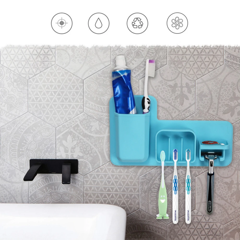 Силиконовый держатель для зубных щеток на присоске|Держатели и пасты| |