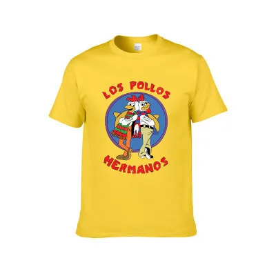 WMHYYFD Мужская Новая модная рубашка с отверстиями LOS POLLOS футболка с надписью Hermanos Chick Brothers футболка с коротким рукавом Топ - Цвет: Yellow
