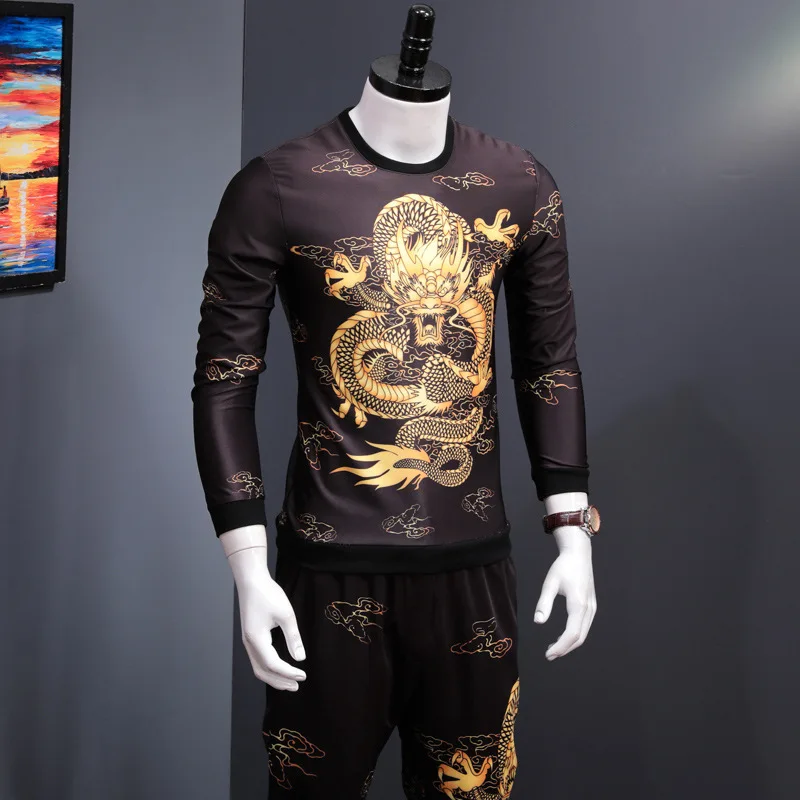 Новые осенние мужские комплекты 2020 модная футболка с длинными рукавами и принтом
